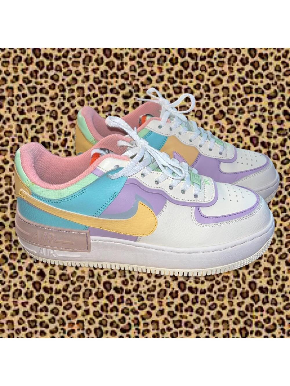 8.5 Nike Air Force 1 Shadow “Pale Ivory” pastel multicolor sneakers